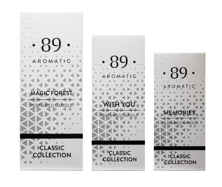AROMATIC • 89 • MEMORIES PERFUMED CANDLE SQUARE MIDI 6.5*6.5*17cm Palmu vaska aromātiska svece 680g