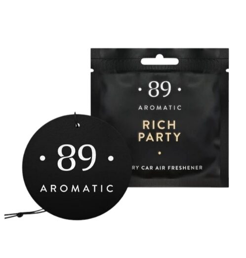 RICH PARTY AROMATIC 89 • PERFUMED HANGING PAPER CAR AIR FRESHENER Piekaramais papīra gaisa atsvaidzinātājs 