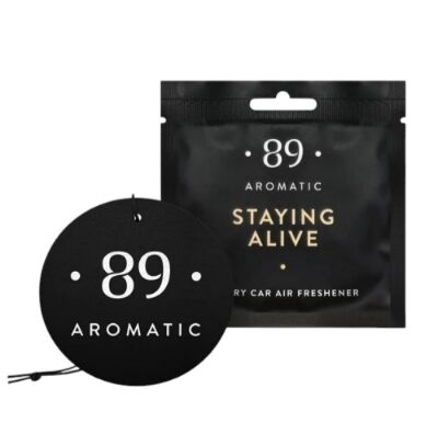STAYING ALIVE AROMATIC 89 • PERFUMED HANGING PAPER CAR AIR FRESHENER Piekaramais papīra gaisa atsvaidzinātājs 
